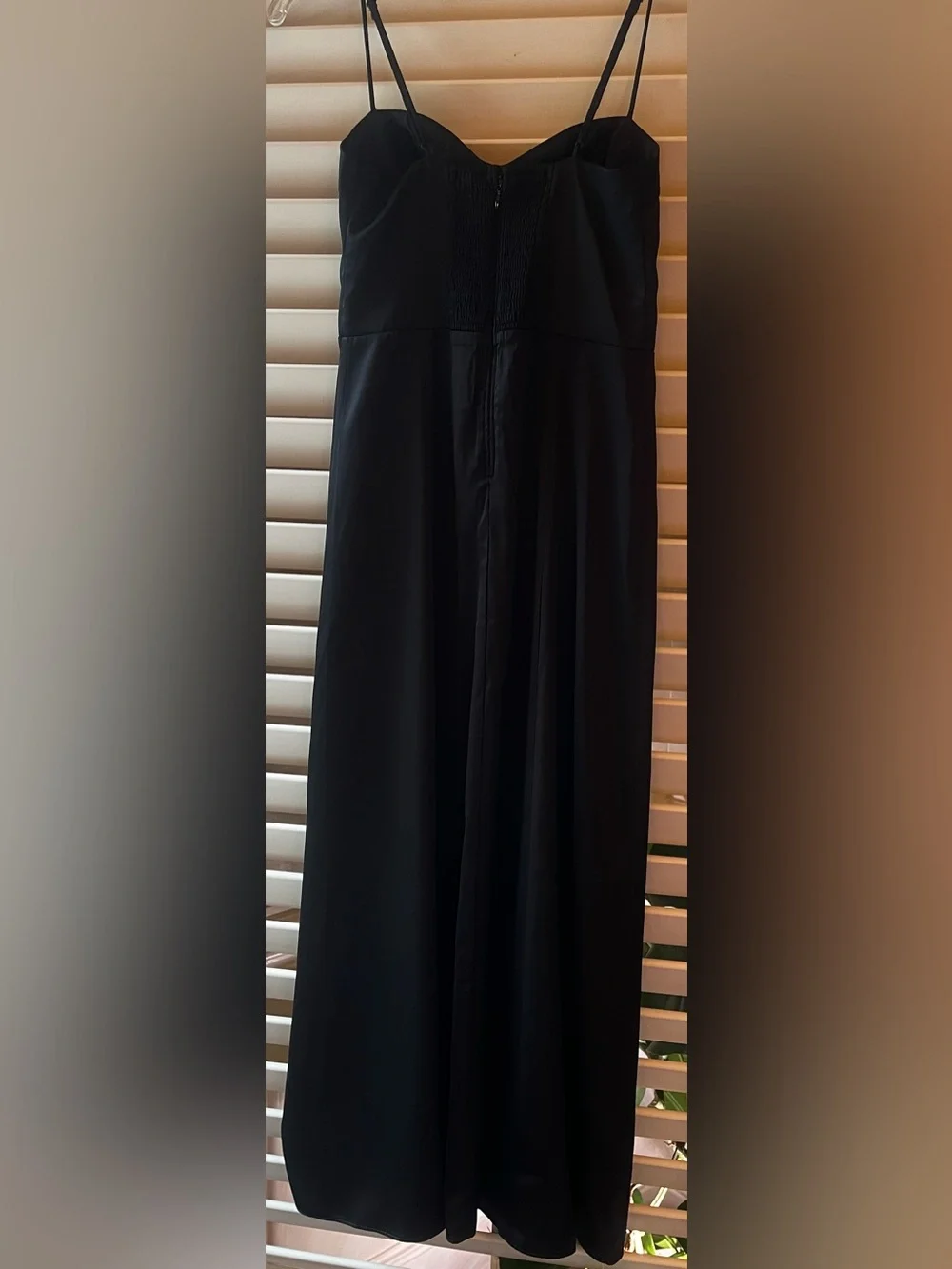 Abercrombie & Fitch Black Satin Spaghetti-Strap Maxi Dress with High Slit